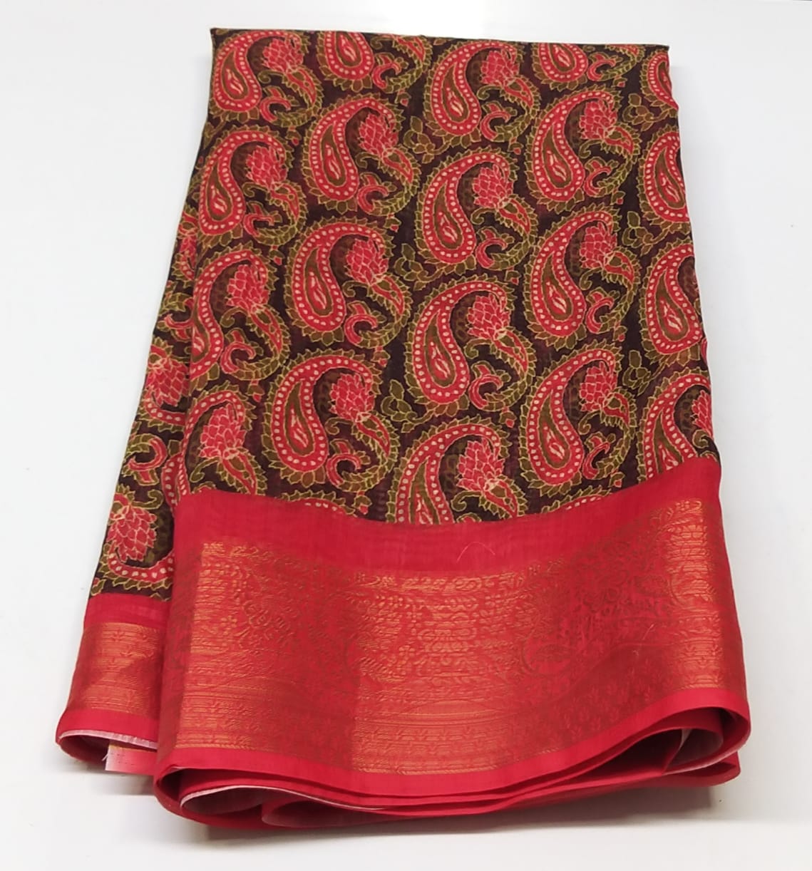 Rambha-1 Red Cotton Saree