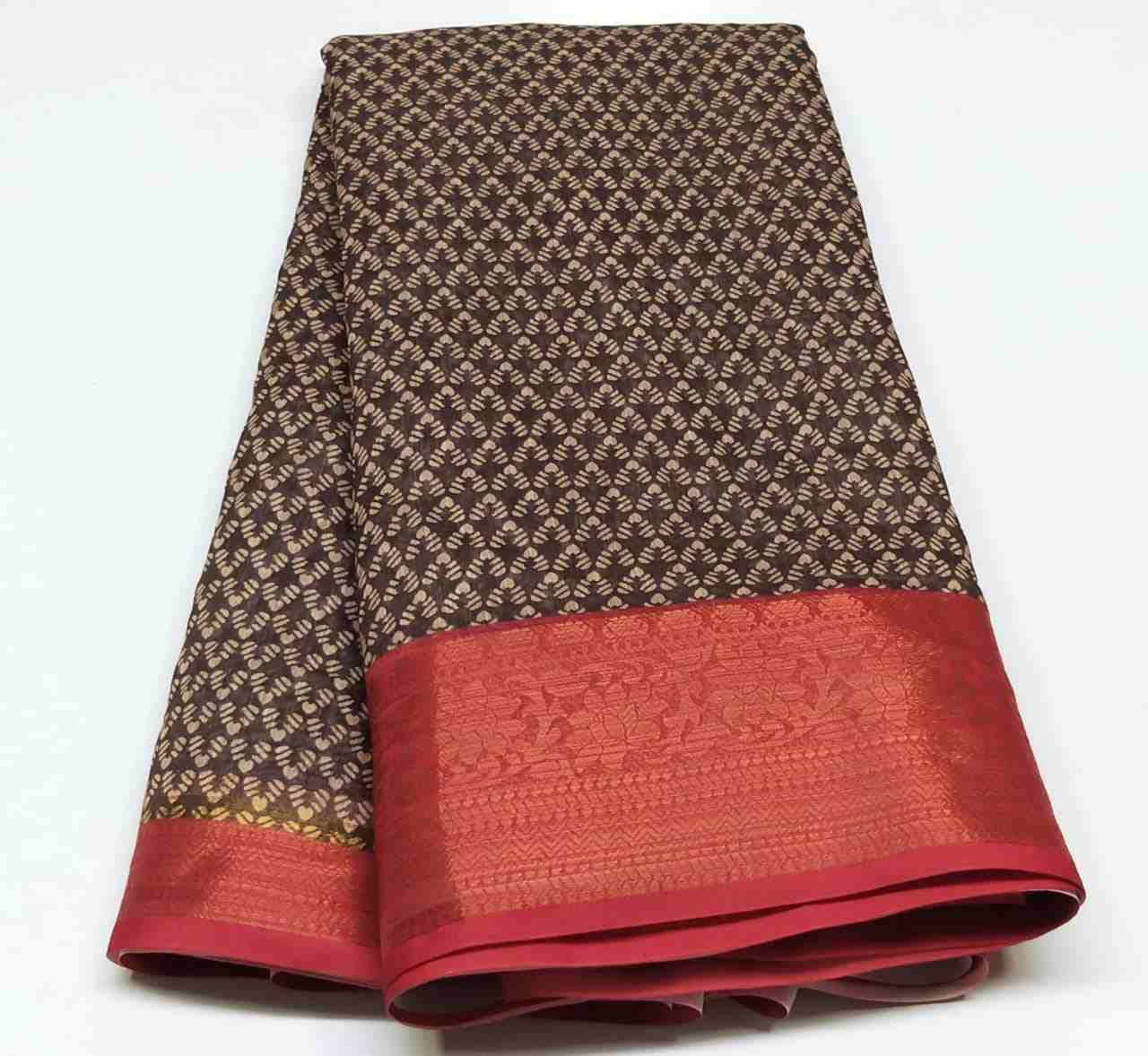Rambha-2 Red Brown Cotton Saree