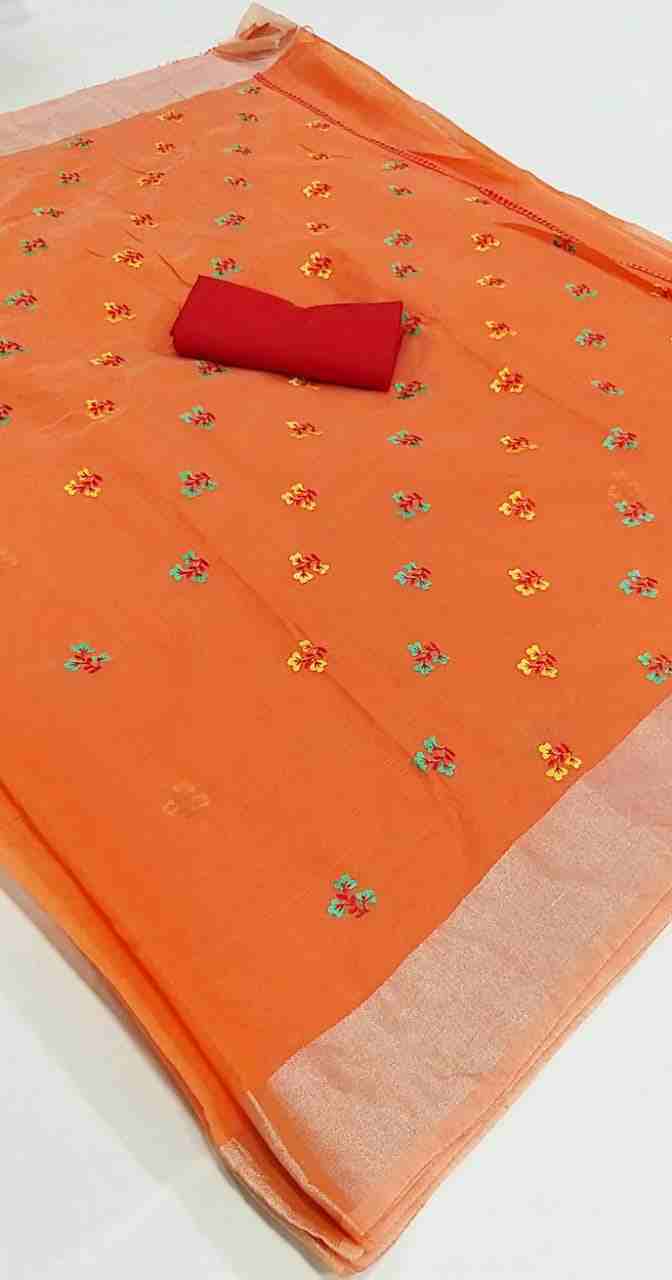 Ajrakh-4 Orange Chanderi Saree