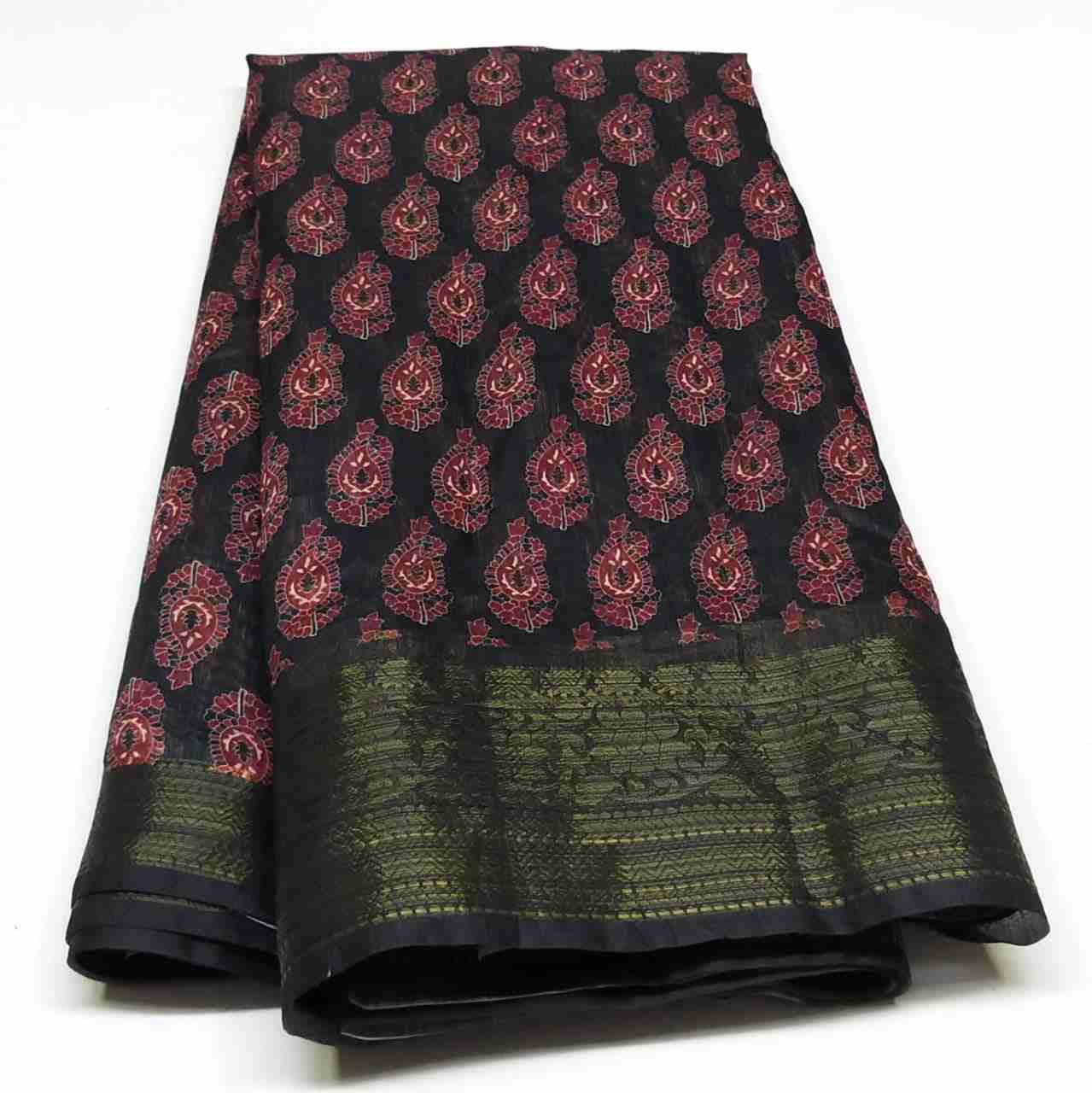 Rambha-2 Black Printed Cotton Saree