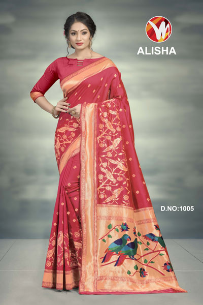 Alisha Crimson Printed Saree
