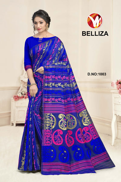 Belliza Blue Printed Saree