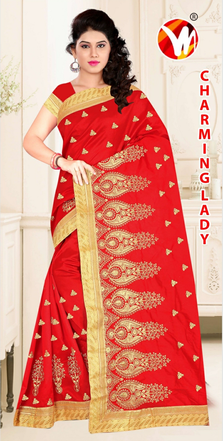 CHARMING-LADY-RED-SAREE