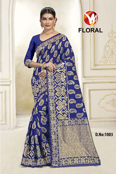 Floral Blue Saree
