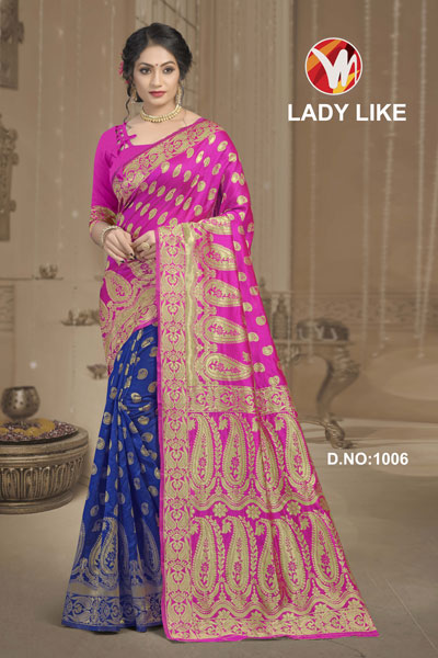 Lady Like Blue & Pink Saree