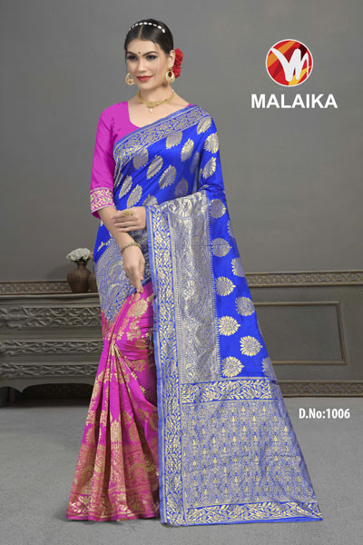 Malaika Pink & Blue Saree
