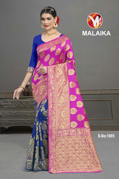 Malaika Blue & Pink Saree