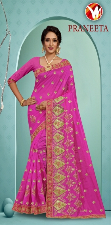 PARNEETA- PINK-SAREE-WITH UNSTITCHED MATCHING BLOUSE