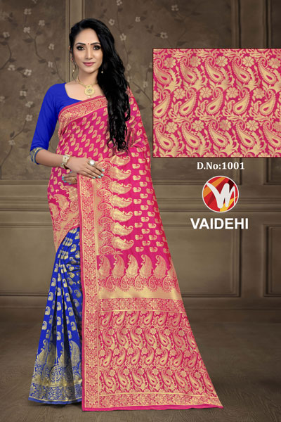 Vaidehi Blue & Pink Saree
