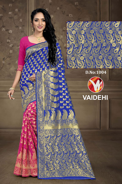 Vaidehi Pink & Blue Saree